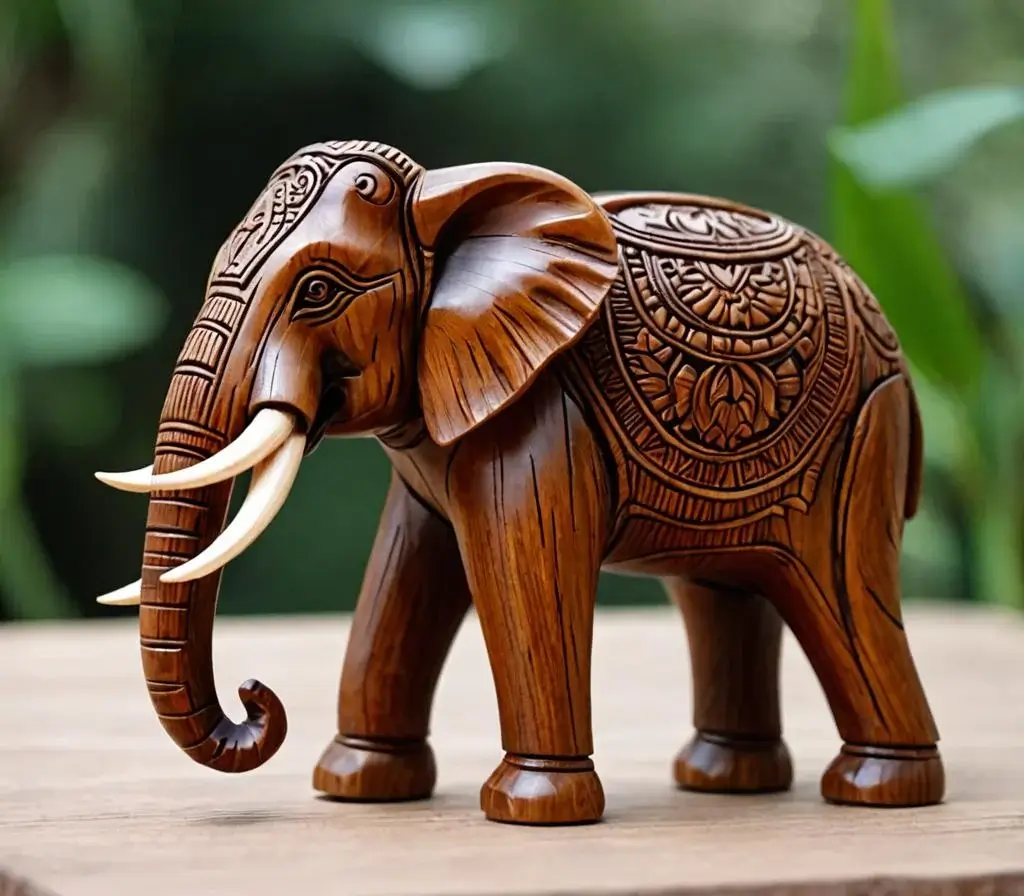 Wooden Elephant Figurine